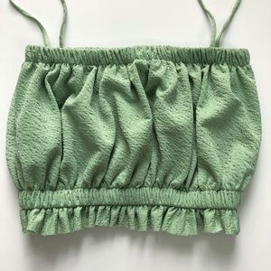 Zara B&W Collection Green Crop Tank Top